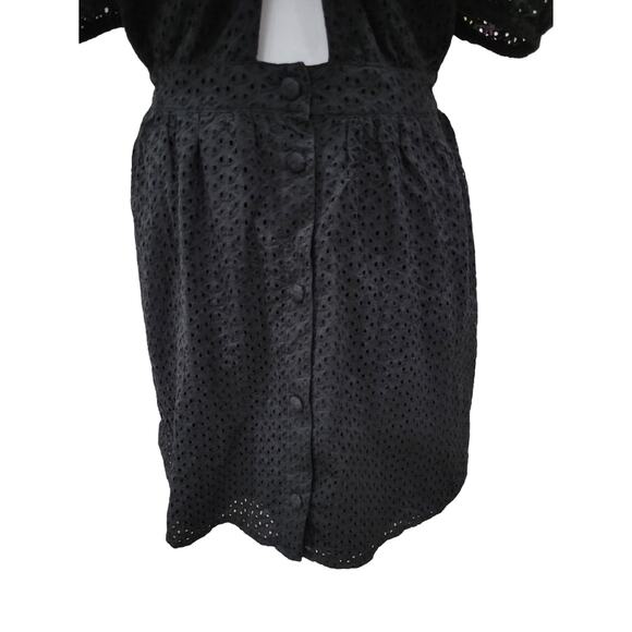 ZARA Mini Dress Size Small Black Women's Cut out Eyelet Lace - Picture 5 of 14